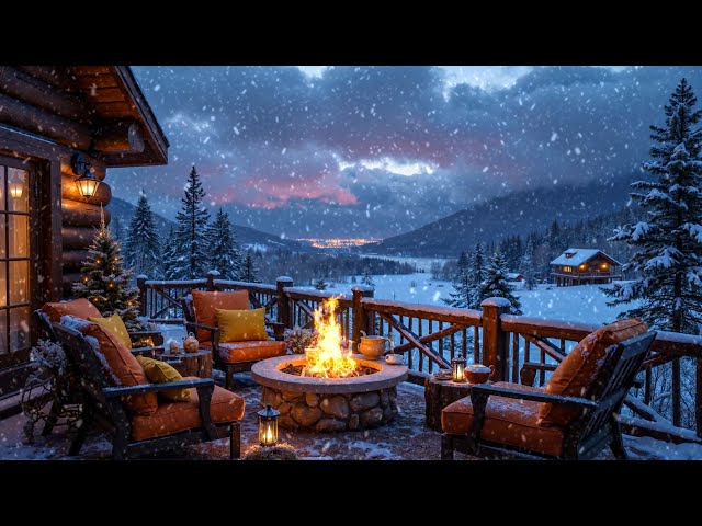 ❄️ Winter Snow Falling by the Window with Soft Relaxing Piano Music and Fireplace🔥