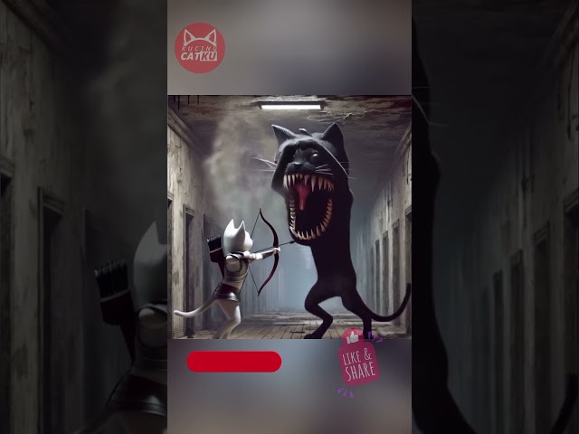 MONSTER CAT 2 💥 Escaping The Monster Land 👹🏍️ #catai #ai #aivideo #thrillervideo #thriller #creepy