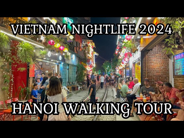 Vietnam Nightlife 2024 - Hanoi Walking Tour 36-min with Captions & Natural Sound