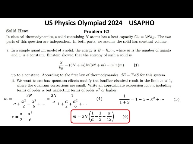 US Physics Olympiad 2024 USAPHO Solution of problem B2 Solid Heat Capacitance