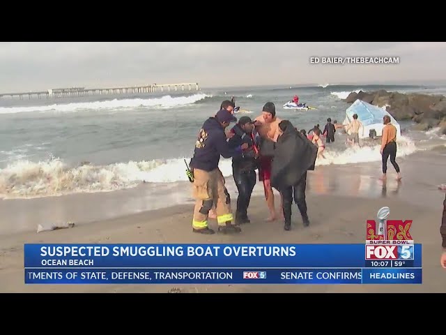 Suspected smuggling boat capsizes in Ocean Beach