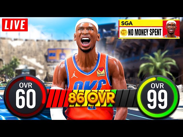 SHAI GILGEOUS ALEXANDER 60 to 99 OVR NO MONEY SPENT DAY 9 in NBA 2K25! 86 OVERALL PROVING GROUNDS!