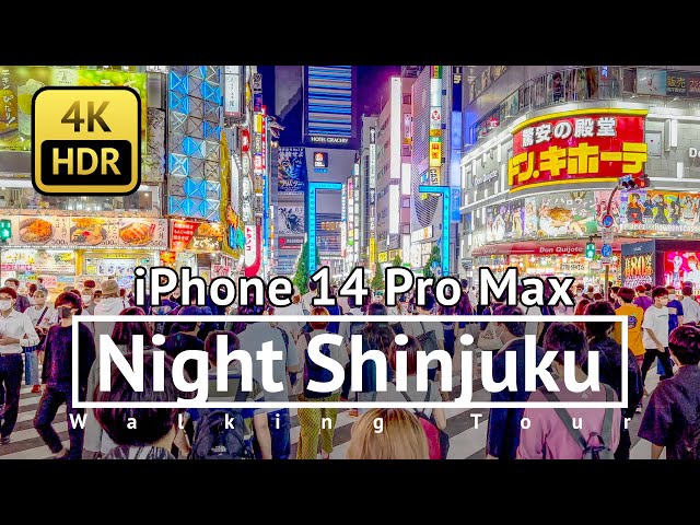 [ iPhone 14 Pro Max Test 1 ] Night Shinjuku Walking Tour - Tokyo Japan [4K/HDR]