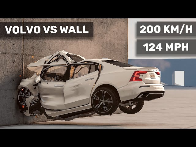 Volvo S60 crashes to the WALL 😮 200 km/h | Realistic Crash Test