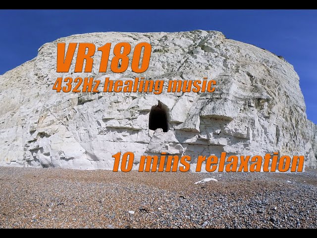 VR180 10 minute Relaxation on Saltdean Beach at Low Tide 432Hz in 5.7K