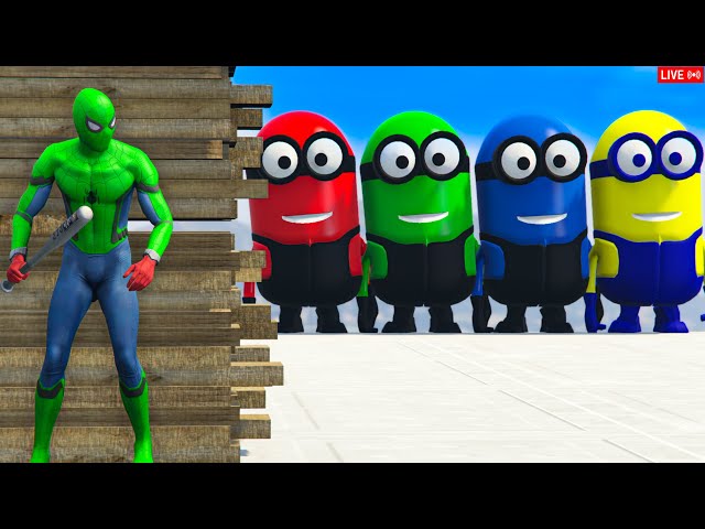 GTA 5 | Crazy Ragdoll - Spiderman On Rainbow Bridge With Minions (Funny Fails Compilations) 1