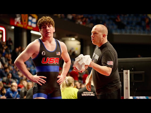 U20 Lars Letvik (NOR) vs Banks Norby (USA) 72kg. Greco-r men wrestling. B-cam-man