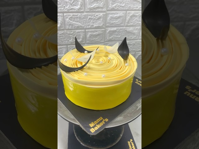 Elegant Yellow Chocolate Garnished Cake Design | Unique Cake Decoration Tutorial#ytshorts #mangocake