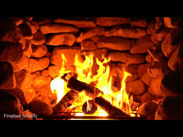 Warm Winter Night with Cozy Fireplace 4K 🔥 Fireworks & Warm Fireplace Ambience