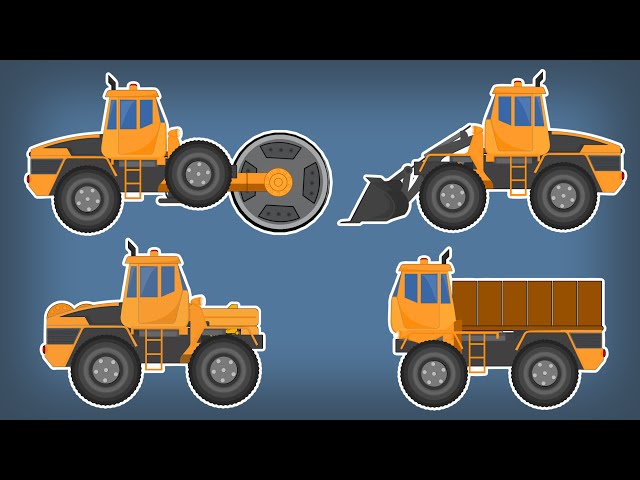 Transformer Bulldozer | Road Roller | Dumpster | Kids Video