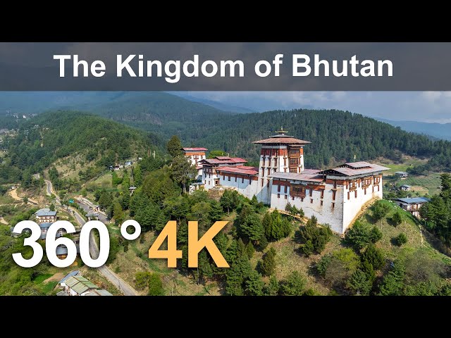 The Kingdom of Bhutan. Aerial 360 video in 4K