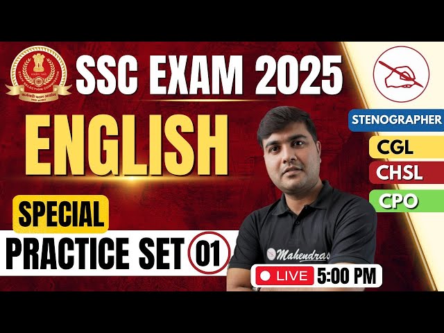 SSC CGL/CHSL Exam 2025: English with Nitin Sir | Complete Preparation | Practice Set 01