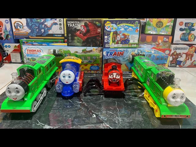 Little robot toys, unboxing Parcy trains, Thomas trains, Choochoo Charles ghost trains