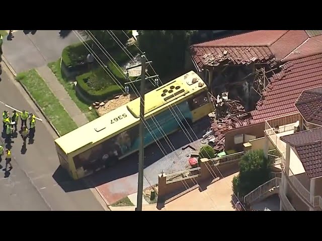 Bus crashes into house in Sydney suburb of Bonnyrigg Heights