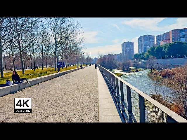 Walking in Winter in the River with Water Fountain Sounds