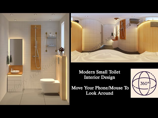 Small Toilet Interior Design | Powder Toilet | Move Your Phone/Mouse To Look Around 360॰View | I.A.S