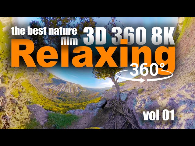 VR Relax 3D 360 Video Nature mountains, wilderness, forest rivers, waterfalls, snowy winter, desert