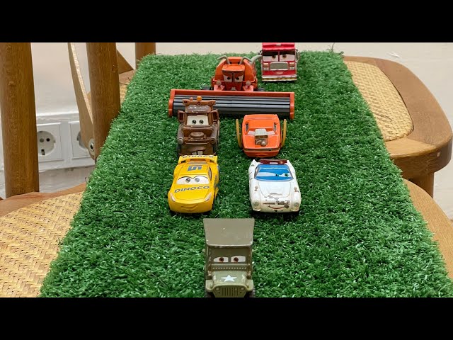 Lightning McQueen toys | Disney Cars | Frank | Police Finn | Cruz Ramirez | Shot Rod | Tow Mater