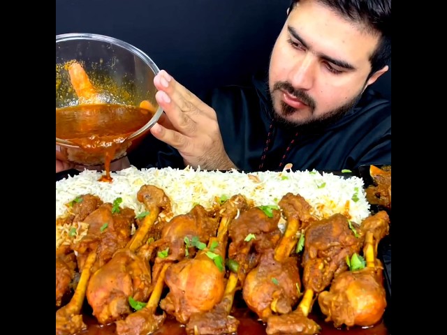 ASMR: EATING SPICY CHICKEN CURRY🔥 BASMATI RICE || #shorts #mukbangn#asmreating #mukbangasmr #asmr