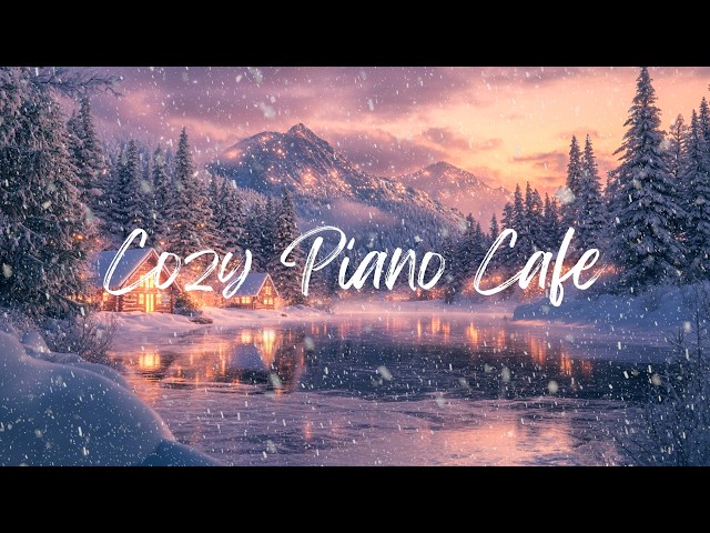 Winter Mountain Sunrise Tranquil Lake Ambiance with Snowfall Sounds & Relaxing Instrumental Music