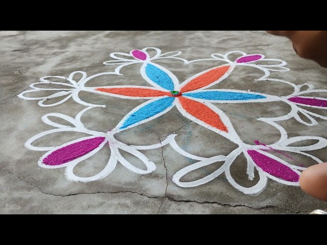 5*3 simple flower kolam