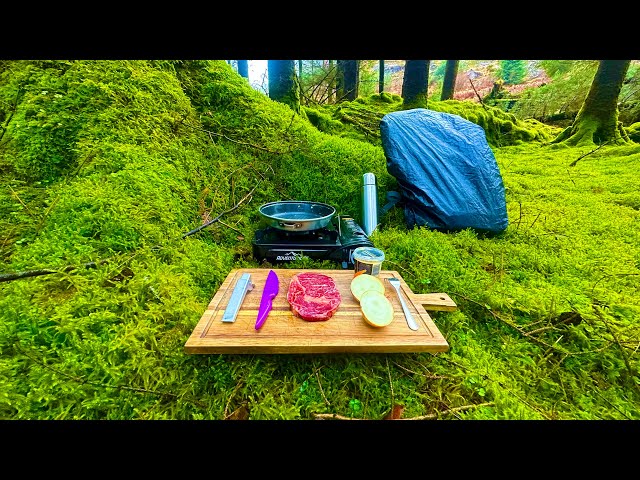 Solo hiking and cooking in nature