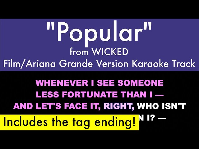 "Popular" (Ariana Grande Film Version) from Wicked - Karaoke Track with Lyrics on Screen