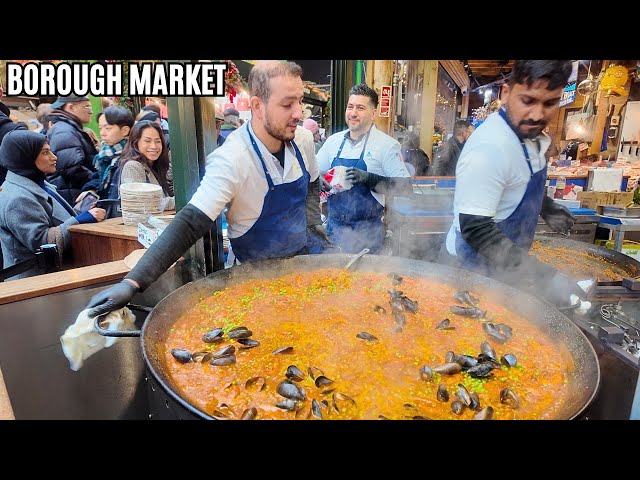 London's BEST Street Food  At Borough Market | London Christmas 🎄 Virtual Walking Tour 4K