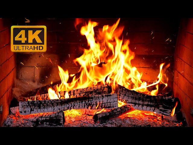 🔥 Cozy Fireplace 4K (12 HOURS). Fireplace with Crackling Fire Sounds. Fireplace Ambience