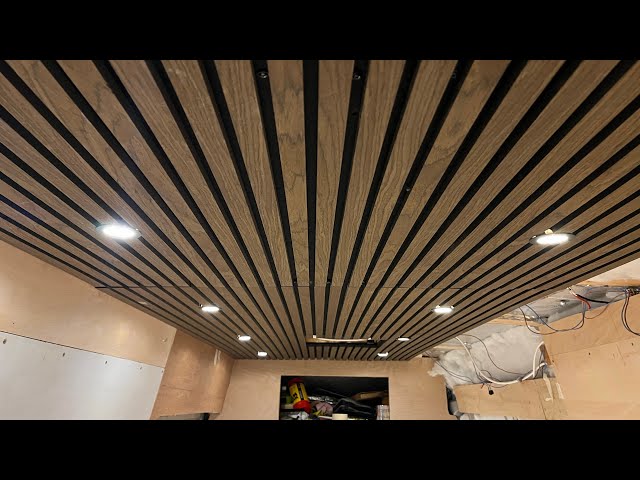 Camper van Build, installing acoustic panels for the ceiling