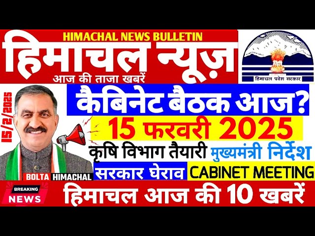 🛑 Himachal News आज 15 फरवरी 2025👉  कैबिनेट बैठक आज JBT TGT, #himachalnews #Hpnews #boltahimachal