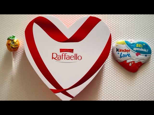 Kinder Chocolate Heart Raffaello Candy Heart Lollipop Candy Satisfying Unboxing ASMR ❤️