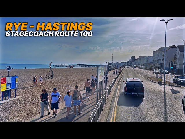 Sunny double-decker bus ride from Rye to Hastings in South East England - Stagecoach Bus Route 100 🚌