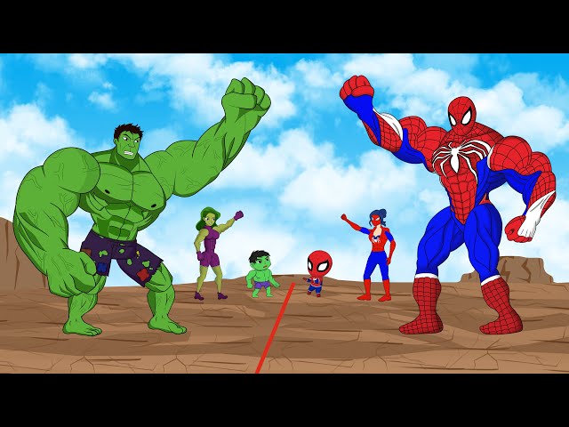 Evolution of SPIDER-MAN Family vs Evolution of HULK Family : Who Will Win? | SUPER HEROES MOVIE