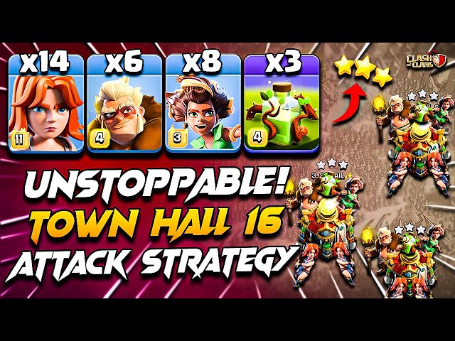 TH16 ROOT RIDER VALKYRIE Attack With DRUID & OVERGROWTH | Best TH16 Attack Strategy - Clash Of Clans