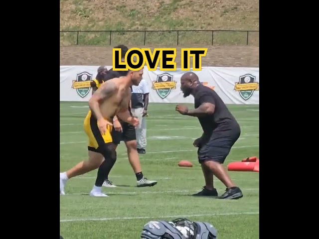 James Harrison working with Nick Herbig after practice!