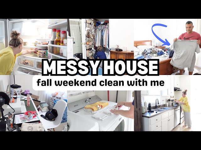 MESSY HOUSE CLEANING MOTIVATION | CLEAN AND DECLUTTER WITH ME | FALL CLEANING 2024