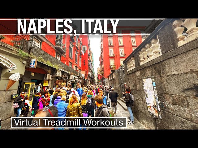 Naples Italy Walking Tour with Captions - 60fps Virtual Treadmill Workout - 4K City Walks