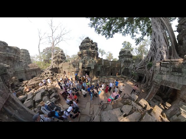 Cambodia 360. Lara Croft Temple (Ta Prohm), Angkor Wat, Angkor Thom. Flights in the temples