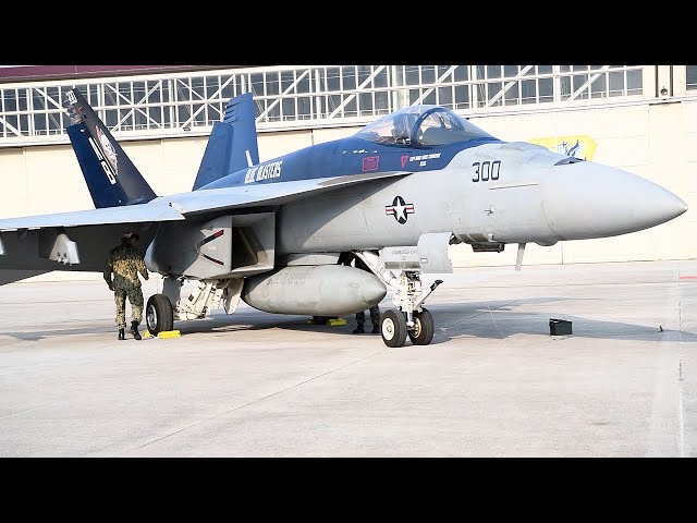 U.S. Navy F/A-18 Super Hornets Hot-Pit Refuel at Aviano AB