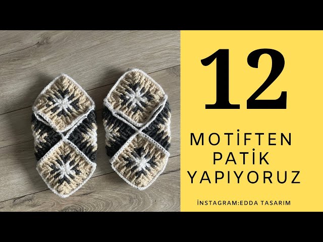 Mozaik model motif ile kolay patik yapımı 🤩Easy booties making with mosaic model motif#crochet#diy