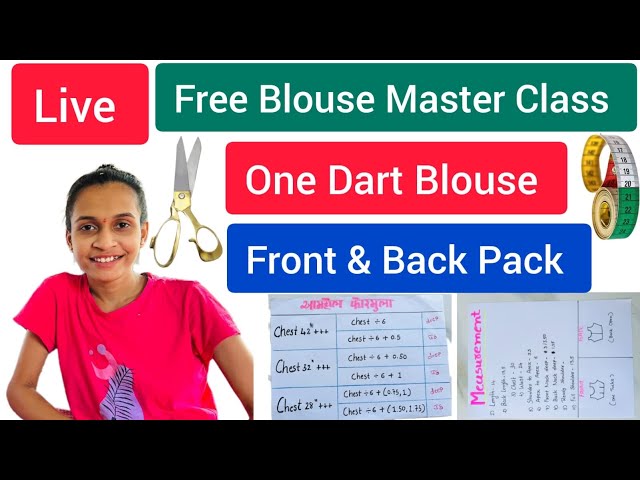 🔴Live Blouse Class | One Dart Blouse Front And Back pack Blouse Stitching Live Video By kruti Kamli