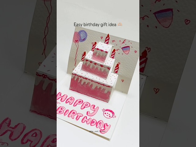 Easy birthday card idea 🍰 #diy #craft #birthdaygift #gift #youtubeshorts #shorts