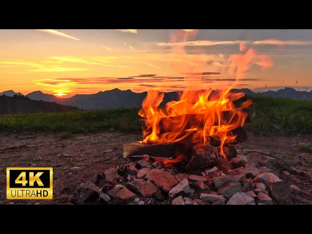 Mountain Sunset Campfire Ambience: Relaxing Sounds for Sleep, Study, and Stress Relief