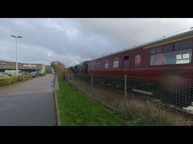 Steam train at Craigendoran in Scotland on  2022/10/30 at 1432 in VR180