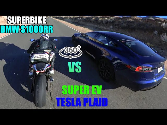 Tesla Plaid vs BMW S1000RR Virtual Reality 360