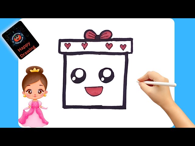 How to draw a cute gift box present step by step easy |🎁How to Draw a Cute Gift Box Easy #drawcute