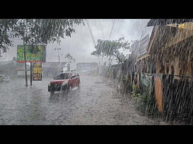 Super heavy EXTREME rain, endless thunderstorms hit my village,sleeping with the sound of heavy rain