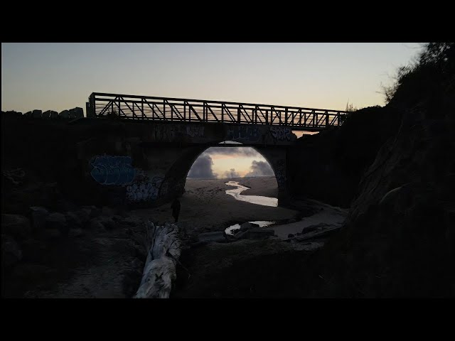 DJI - Last shot of Old Miramar Bridge that fell down. Half Moon Bay Coastal Trail