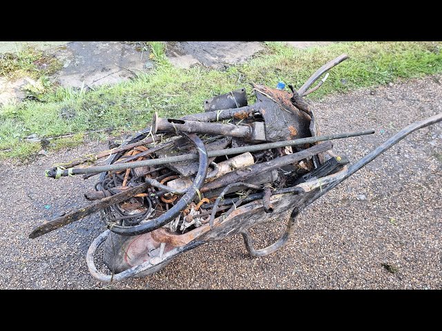 Magnet Fishing - Wheelbarrows full of Scrap. Magnetic Pull